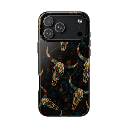 Stained Bull Skull Magnetic Case