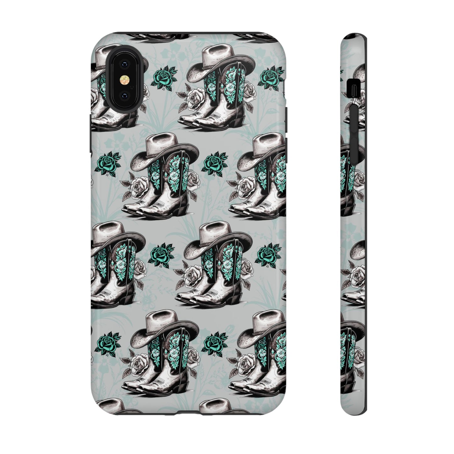 Teal Floral Boots Tough Case