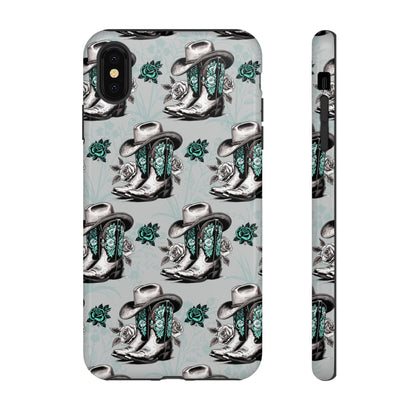 Teal Floral Boots Tough Case