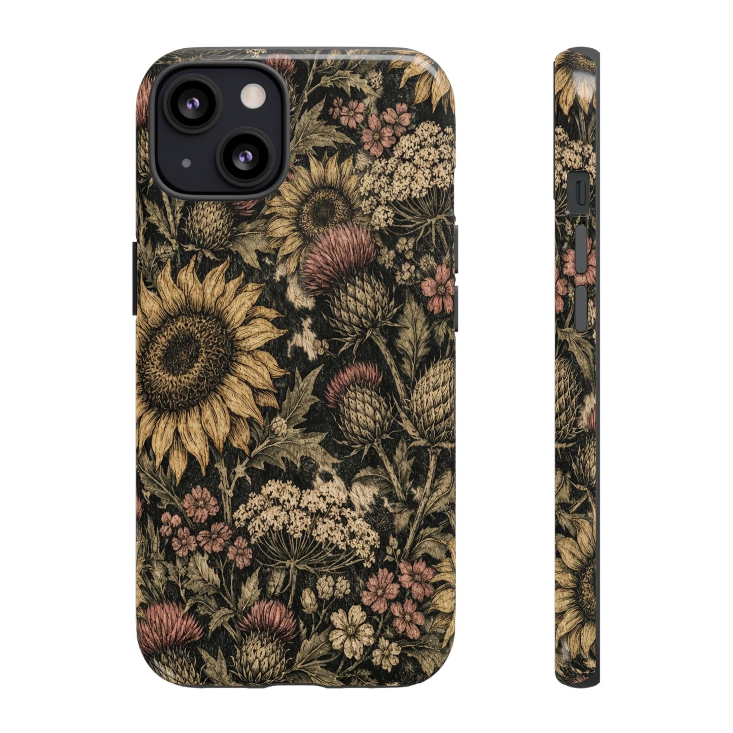 Cowhide Sunflower Thistles Tough Case