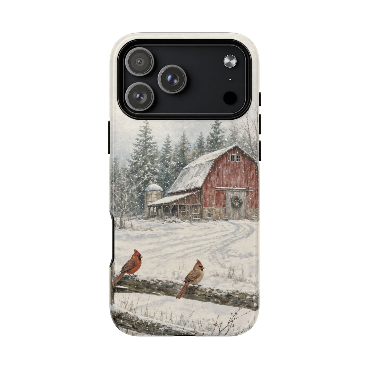 Snowy Red Barn Magnetic Case