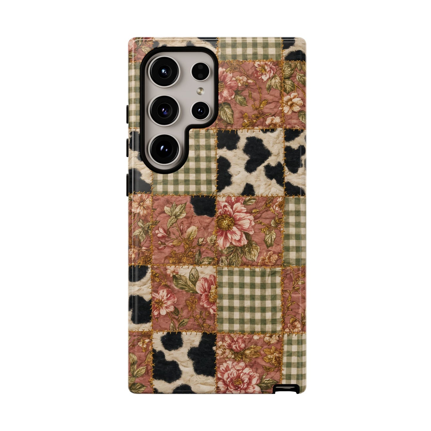 Cowhide Floral Quilt Tough Case