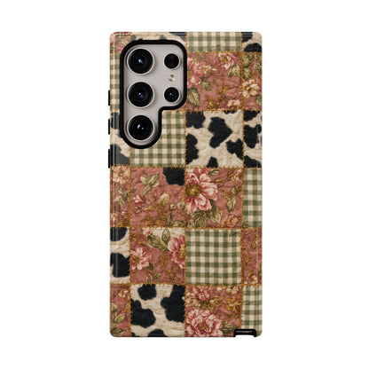 Cowhide Floral Quilt Tough Case