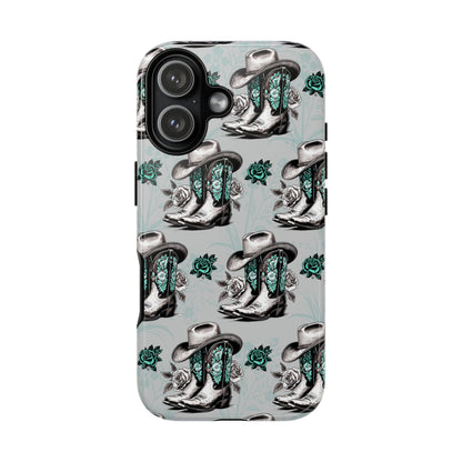 Teal Floral Boots Tough Case
