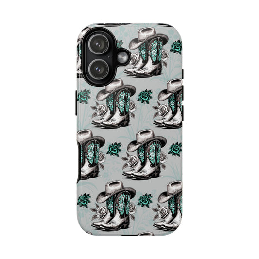 Teal Floral Boots Tough Case