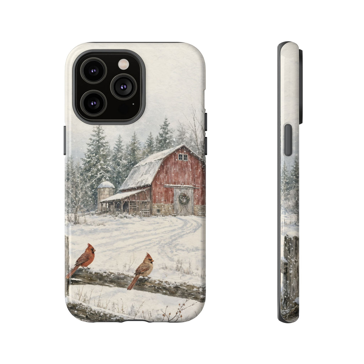 Snowy Red Barn Tough Case