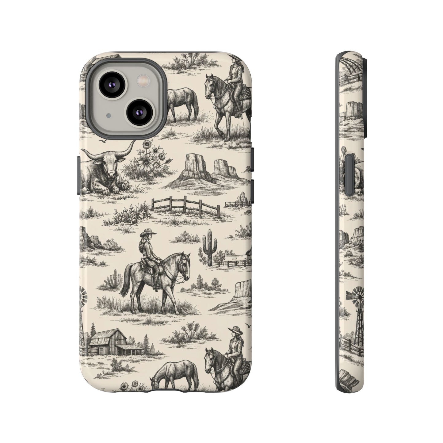 Western Toile Black Tough Case