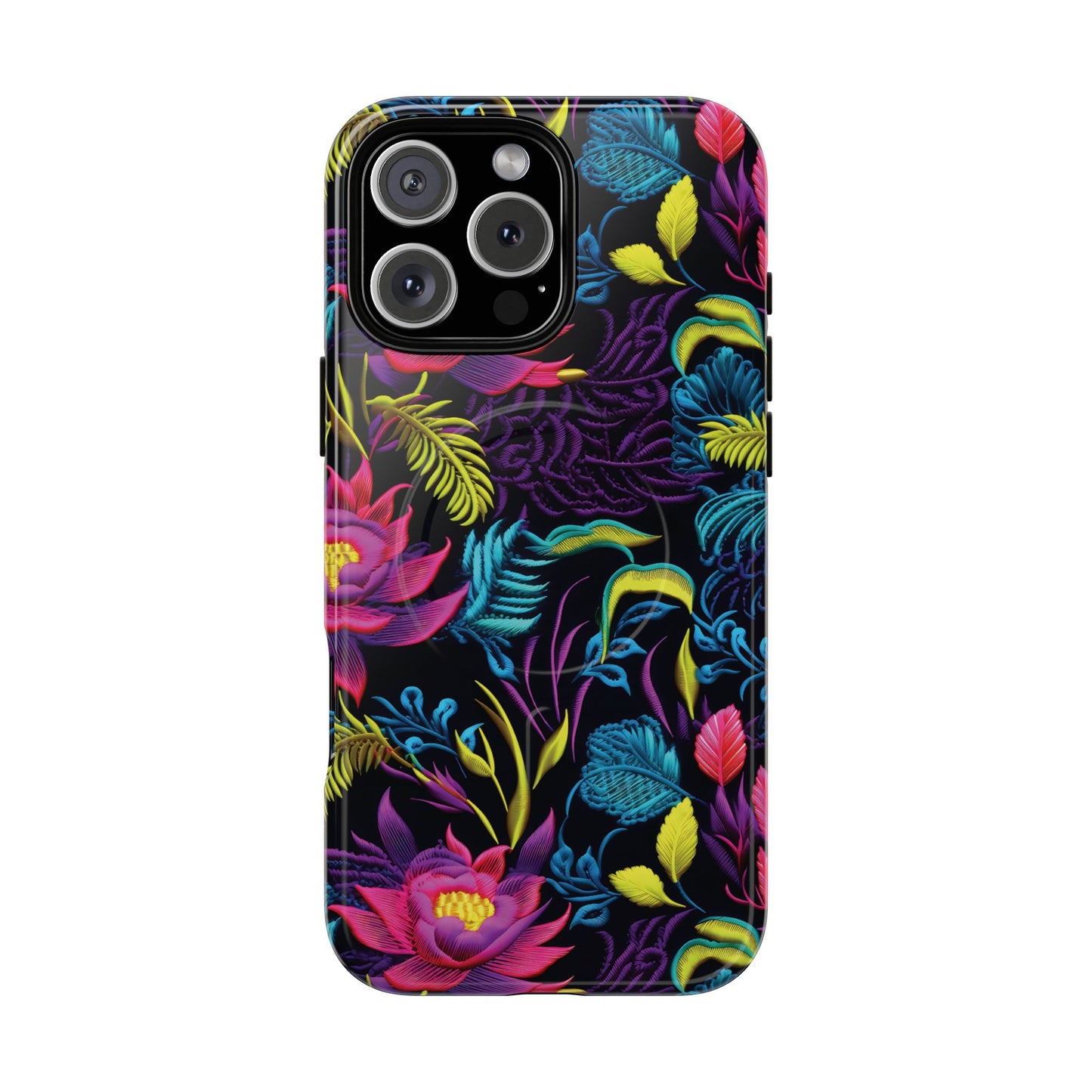 Neon Pink Flowers Magnetic Case
