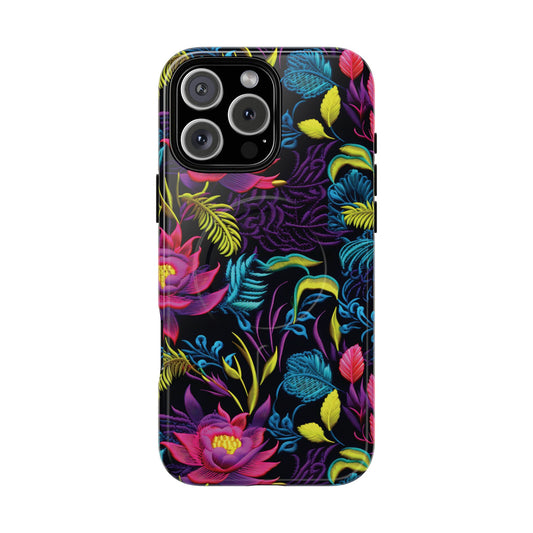 Neon Pink Flowers Magnetic Case