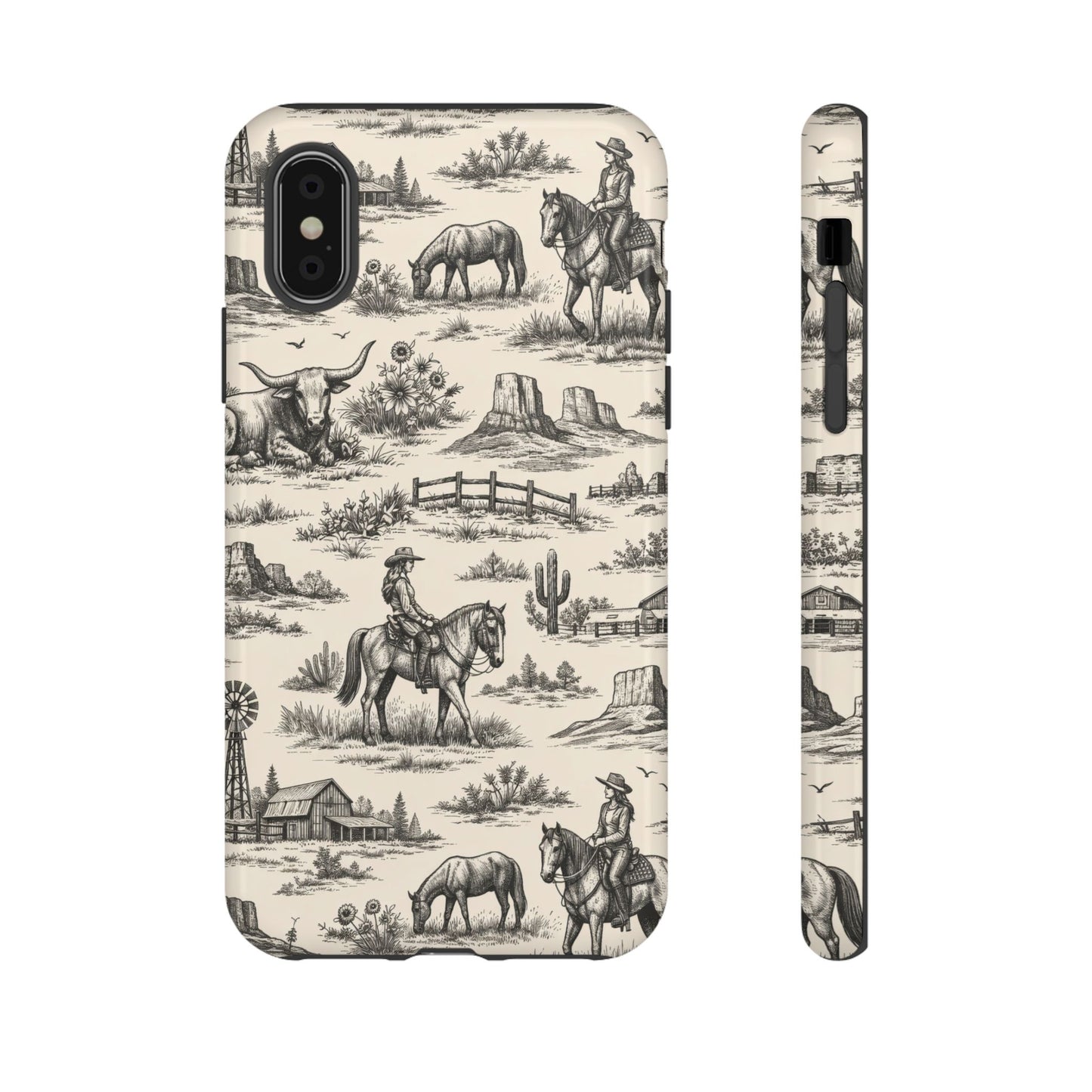 Western Toile Black Tough Case