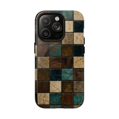 Teal Walnut Tile Magnetic Case