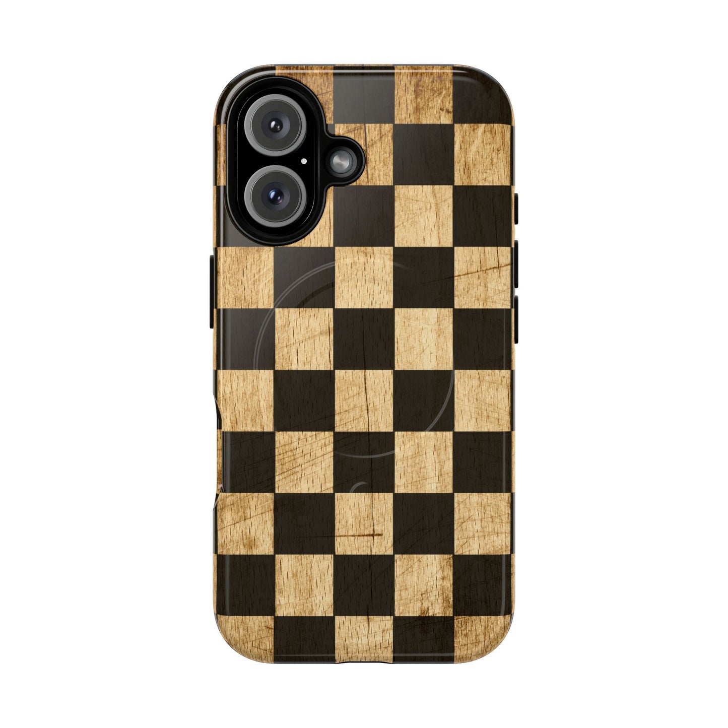 Checkered Rustic Wood Magnetic Case