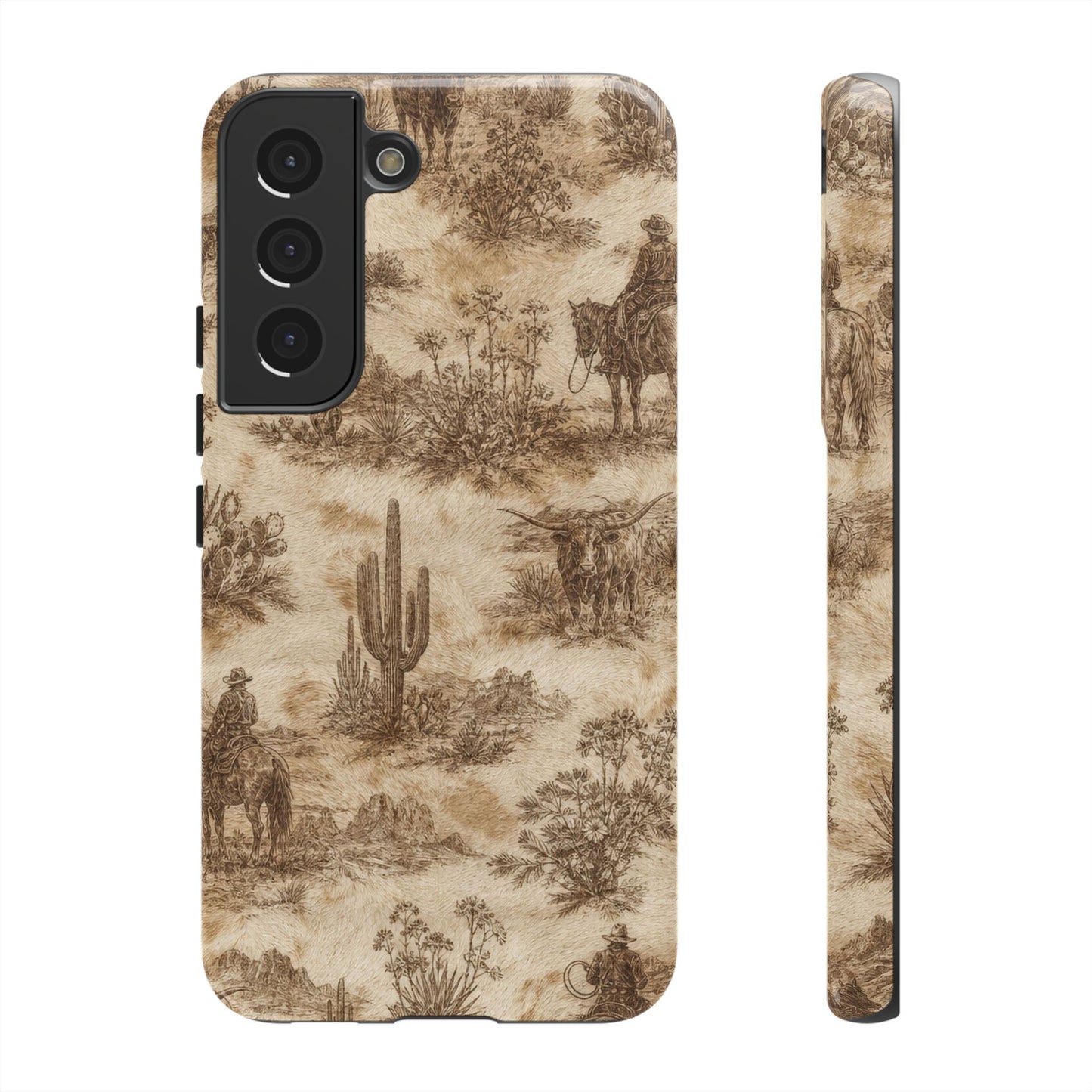 Ivory Cowhide Toile Tough Case