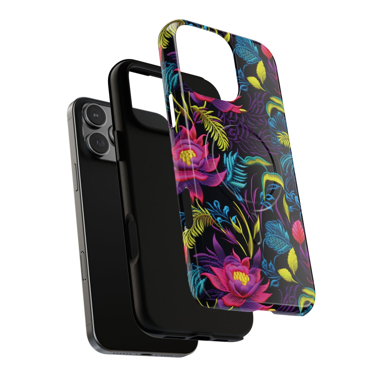 Neon Pink Flowers Magnetic Case