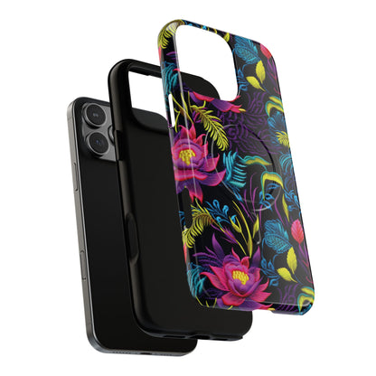 Neon Pink Flowers Magnetic Case
