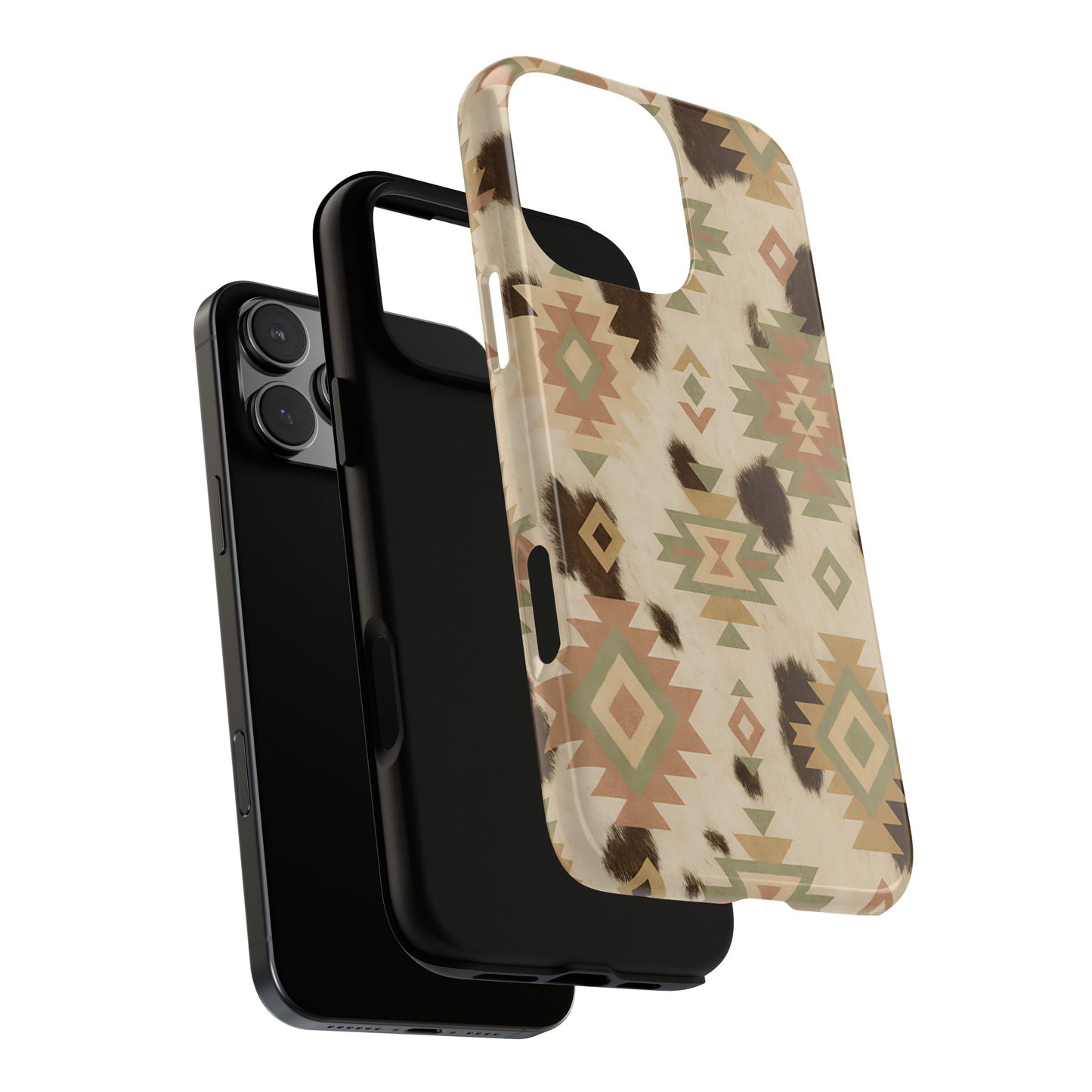 Neutral Aztec + Cowhide Tough Phone Case