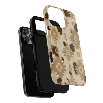 Neutral Aztec + Cowhide Tough Phone Case