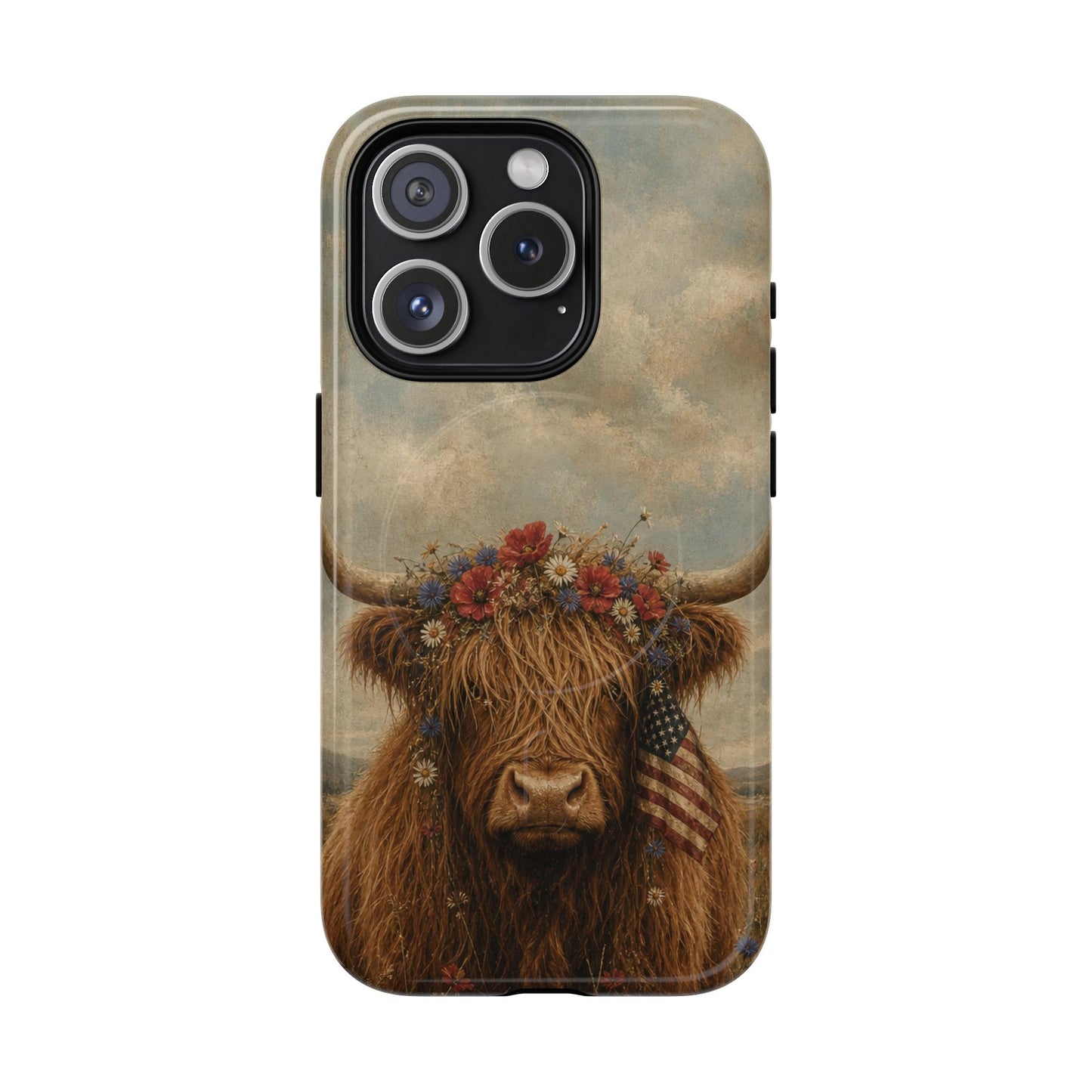 Patriotic Highland Cow Magnetic Case