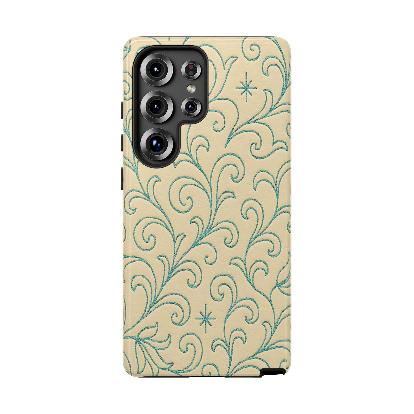 Cream + Turquoise Stitch Tough Case
