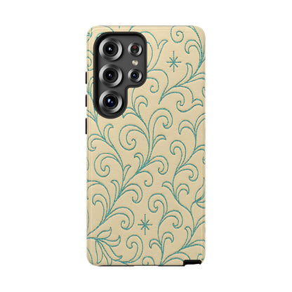 Cream + Turquoise Stitch Tough Case