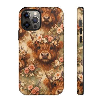 Floral Highland Cow Tough Case