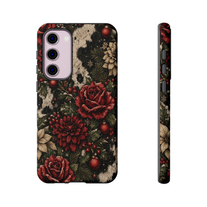 Cowhide Christmas Roses Tough Case