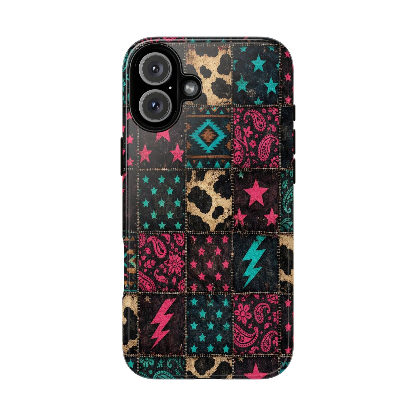 Neon Cowhide Patchwork Tough Case