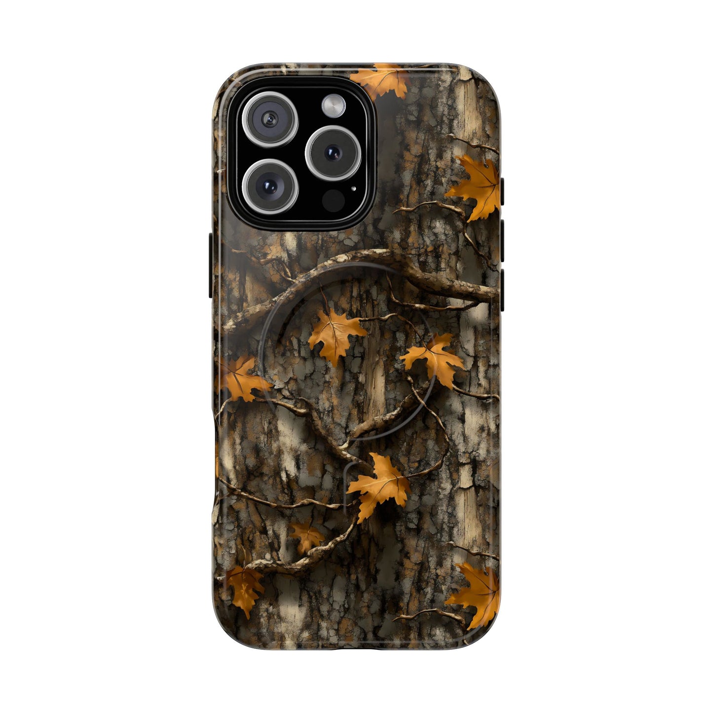 Orange Leaf Tree Camo Magnetic Case