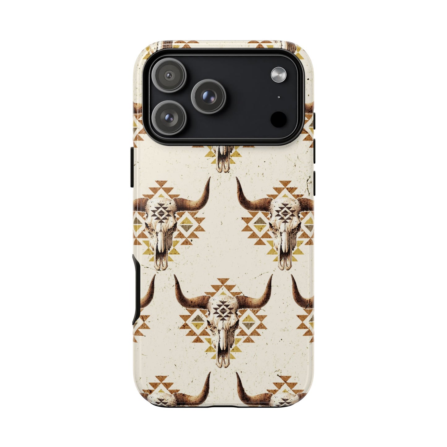 Cream Aztec Skull Tough Phone Case