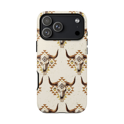 Cream Aztec Skull Tough Phone Case
