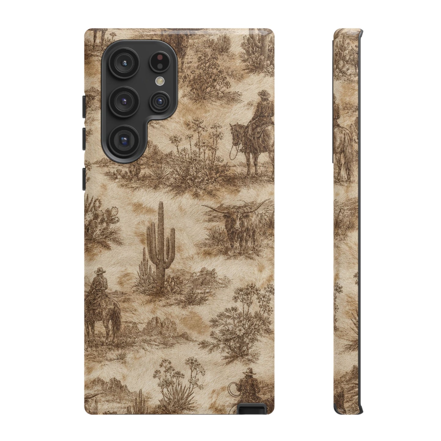 Ivory Cowhide Toile Tough Case