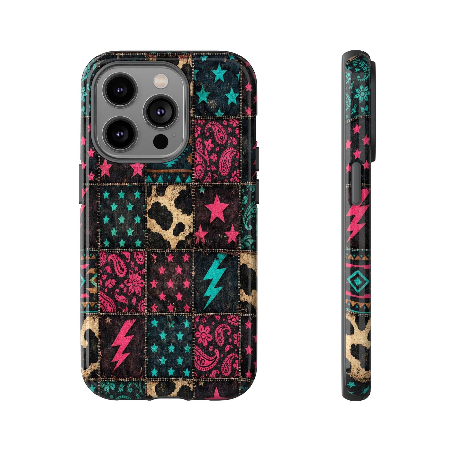 Neon Cowhide Patchwork Tough Case