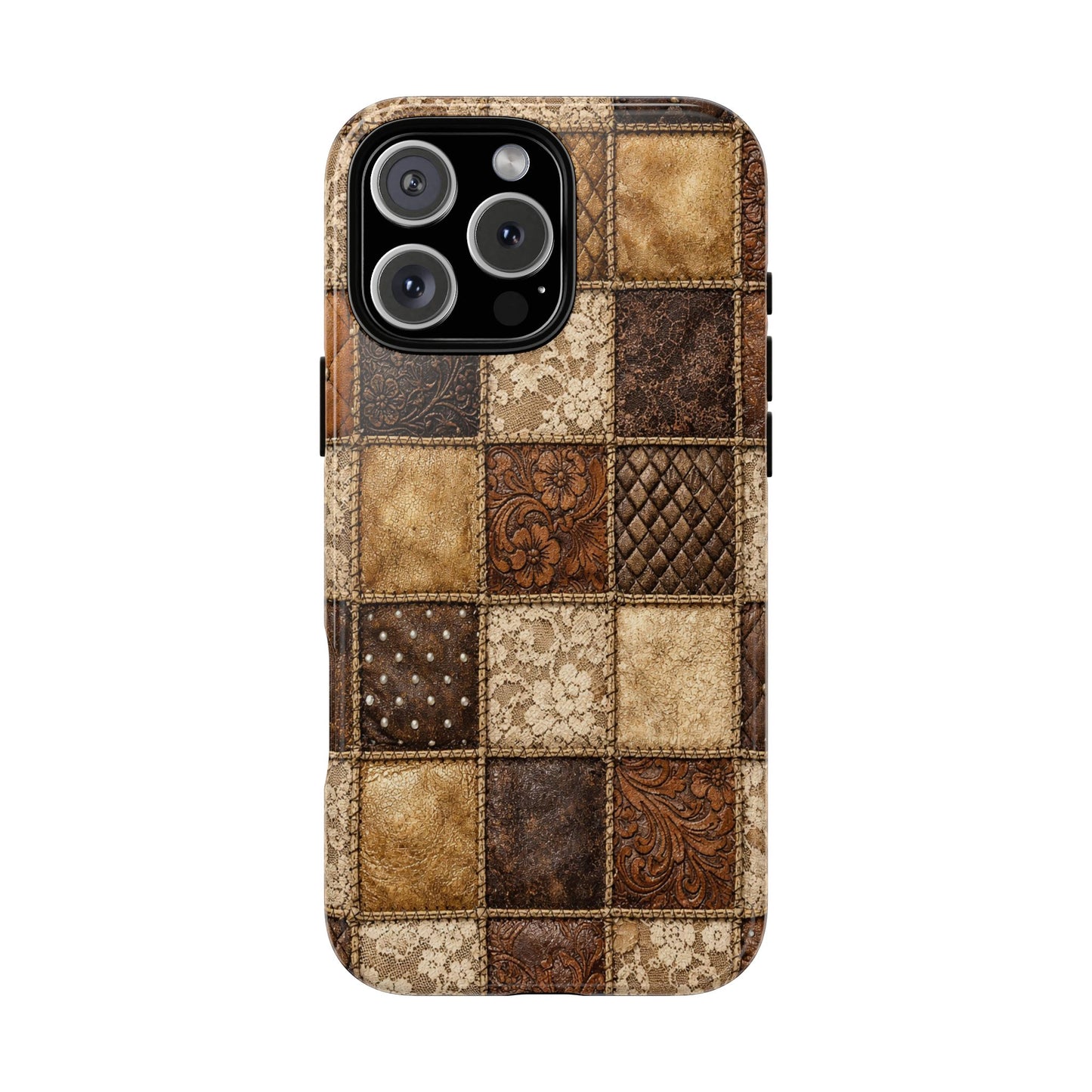 Leather Lace Patchwork Tough Case