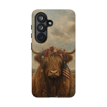 Patriotic Highland Cow Tough Case