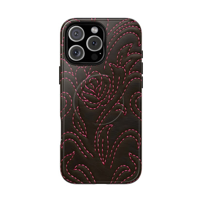 Pink on Black Stitch Magnetic Case