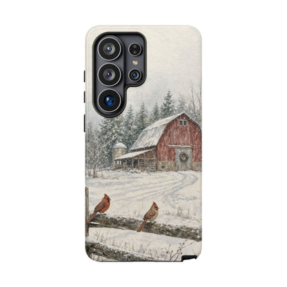 Snowy Red Barn Tough Case