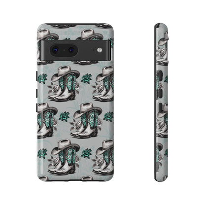 Teal Floral Boots Tough Case