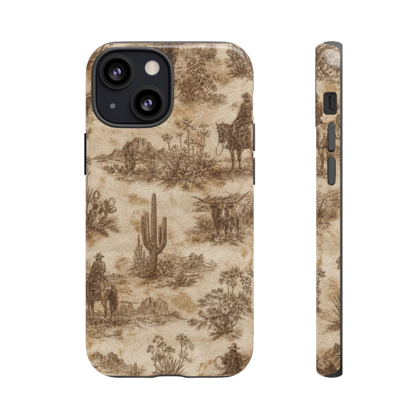 Ivory Cowhide Toile Tough Case