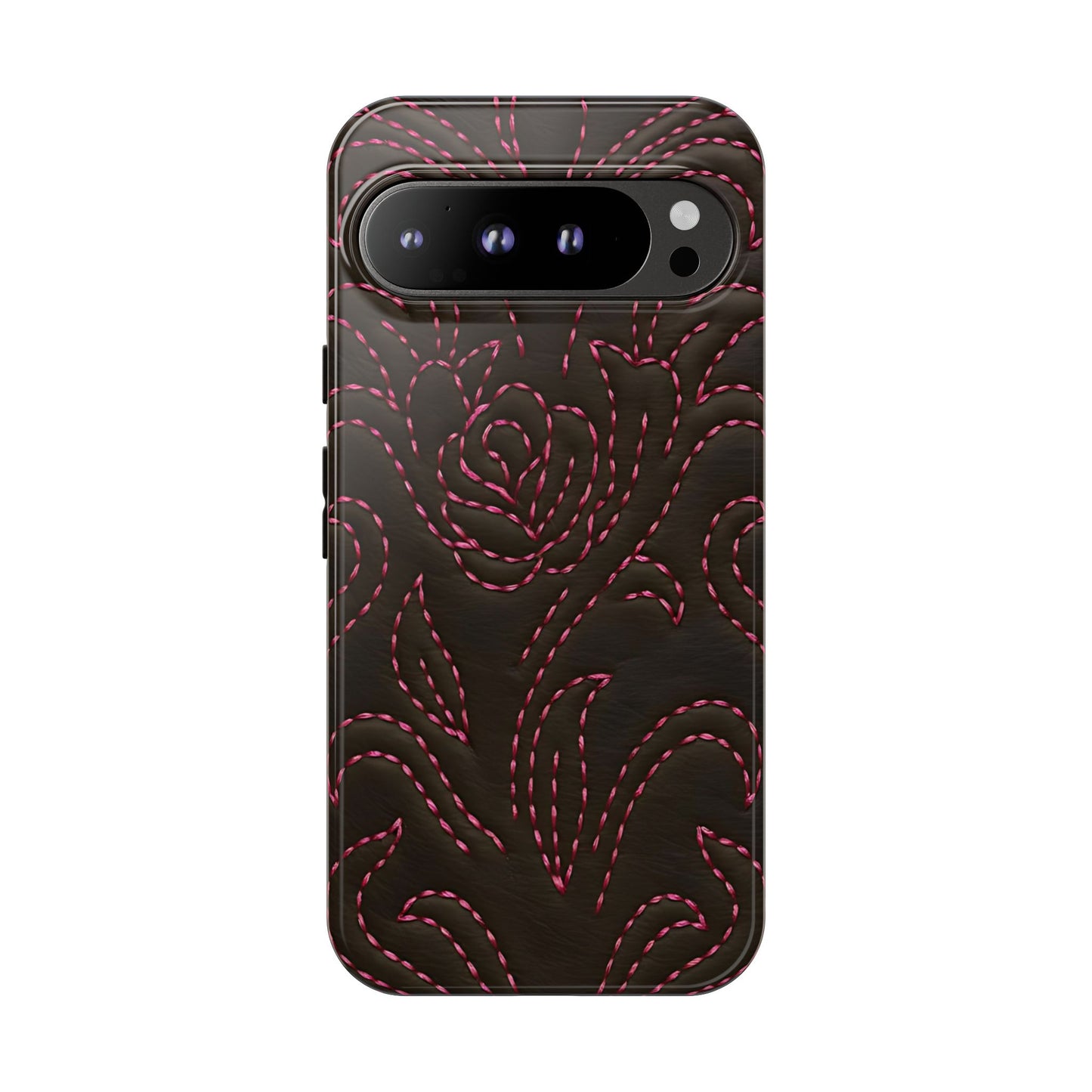 Pink on Black Stitch Tough Phone Case