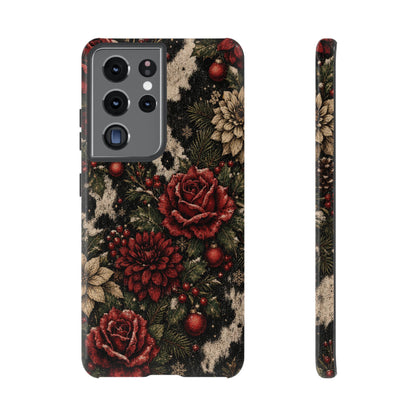 Cowhide Christmas Roses Tough Case