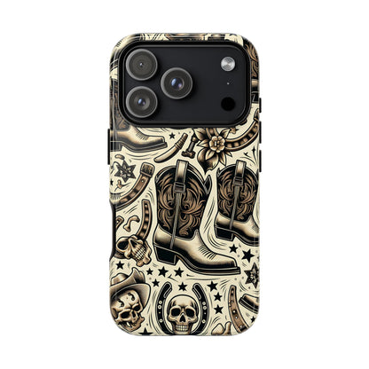 Skulls Boots Horseshoes Tough Phone Case