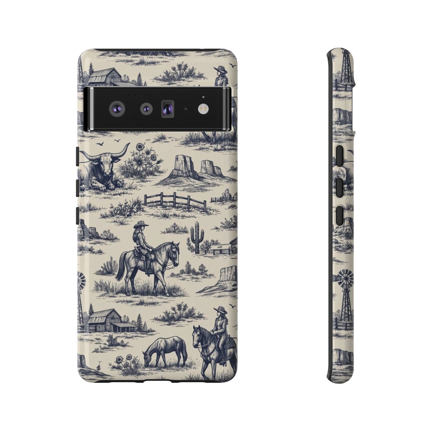 Western Toile Navy Tough Case