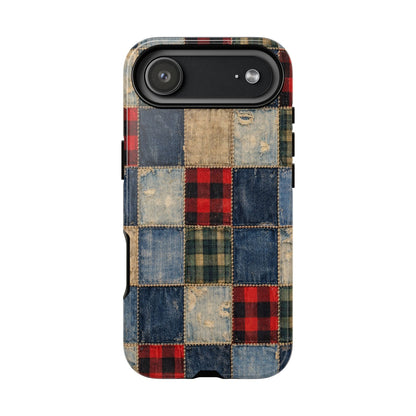 Denim Plaid Patchwork Tough Case