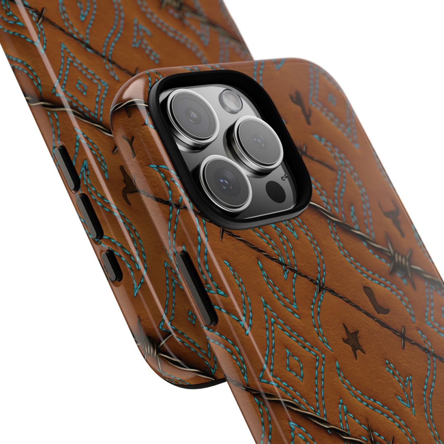 Tan + Turquoise Barbed Wire Tough Case