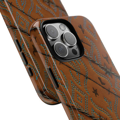 Tan + Turquoise Barbed Wire Tough Case