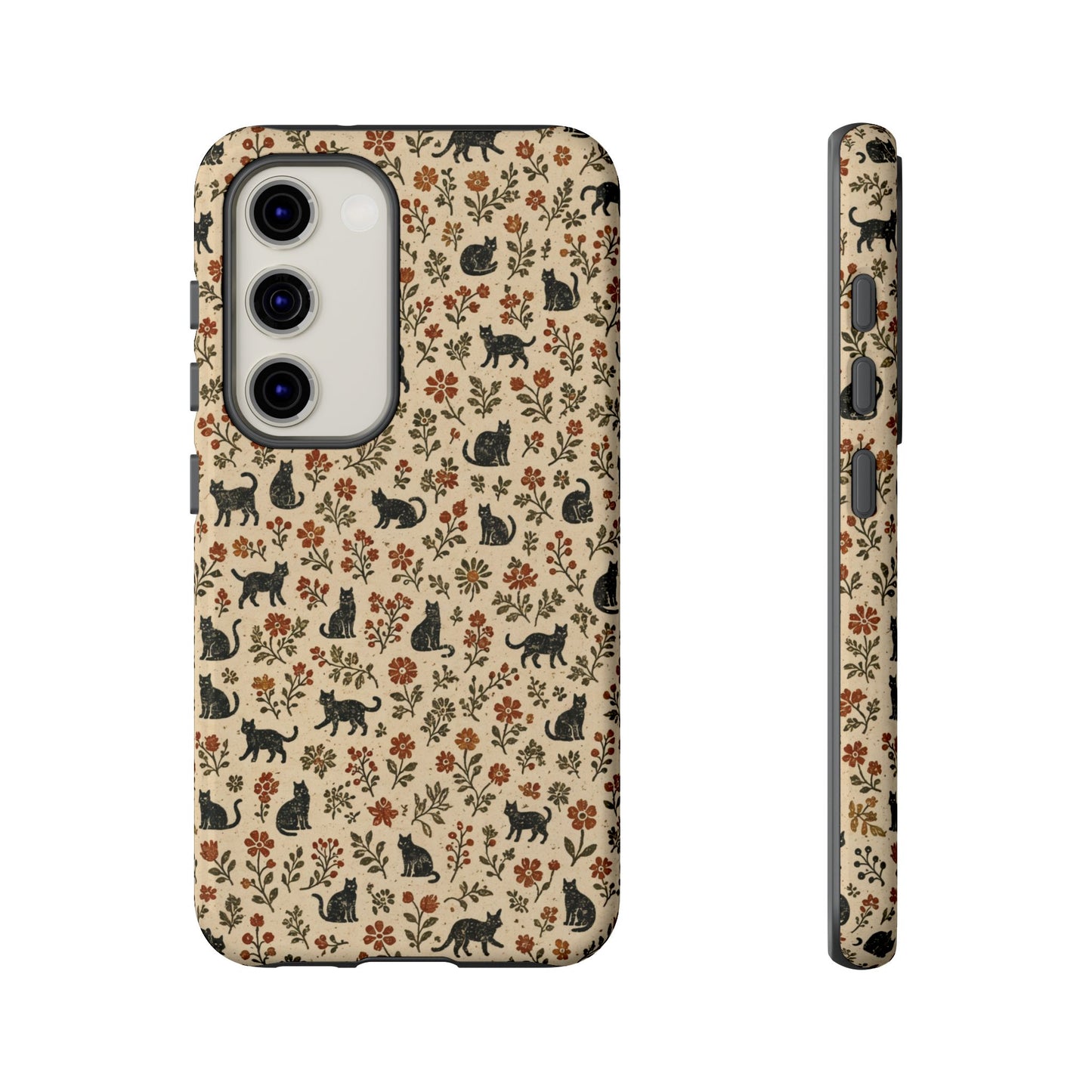 Black Cat Floral Tough Case