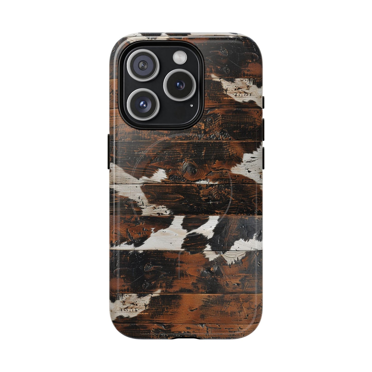 Wooden Cowhide Bull Skull Magnetic Case