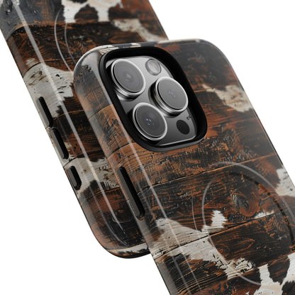 Wooden Cowhide Bull Skull Magnetic Case
