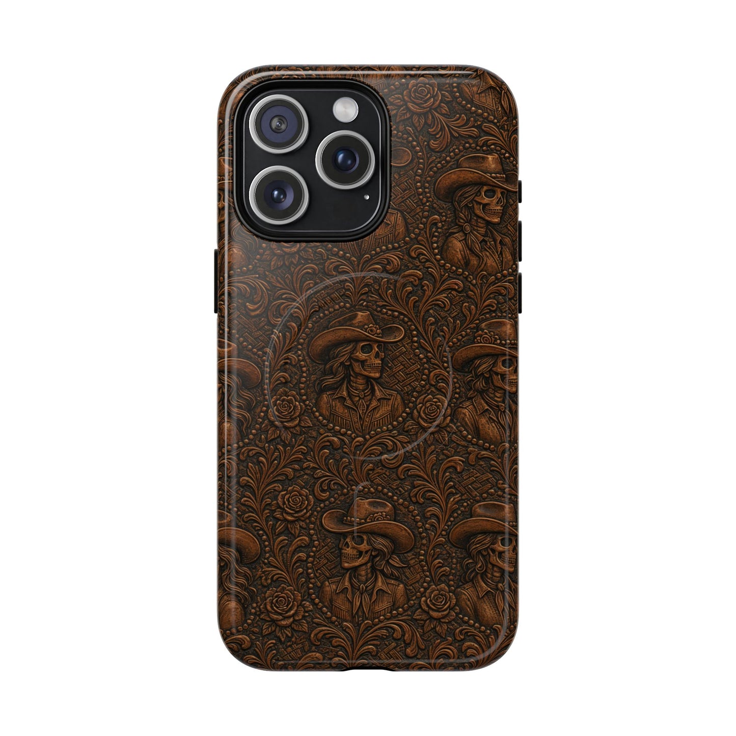 Tooled Skeleton Cowgirl Magnetic Case