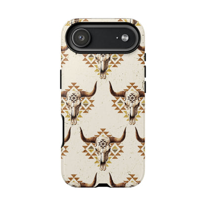 Cream Aztec Skull Tough Phone Case